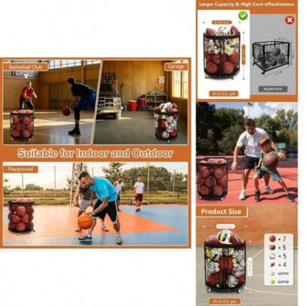 Heavy Duty Ball Storage Bin Ca - Sports Equipment Gym review and price